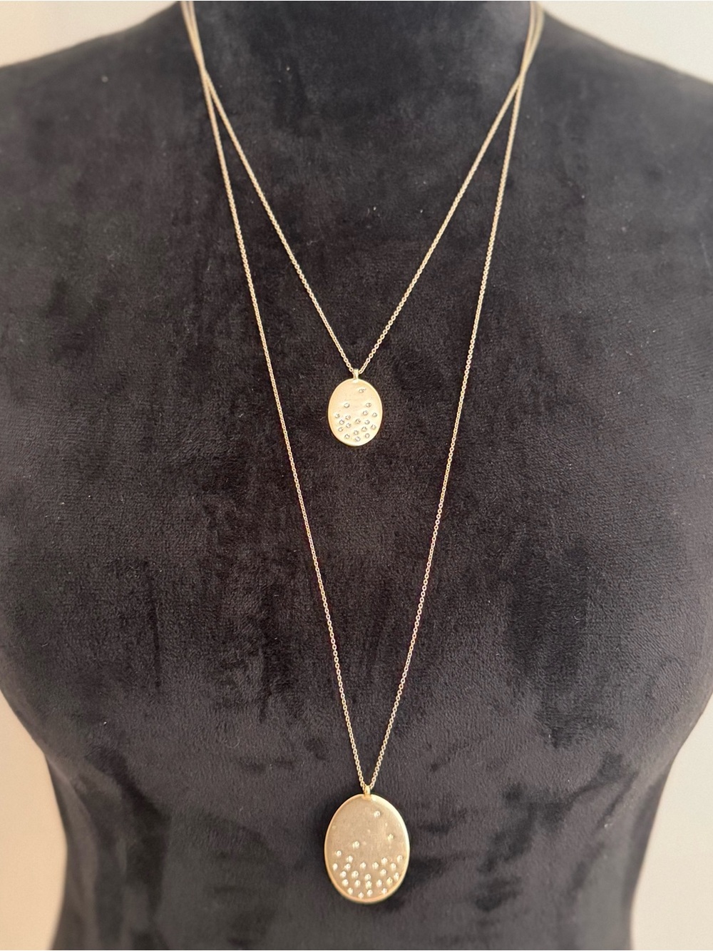 LOFT Gold Double-Layer Oval Pendant Necklace